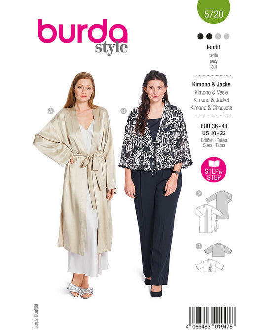 Symønster Burda 5720 - Jakke Pyjamas - Dame | Billede 2