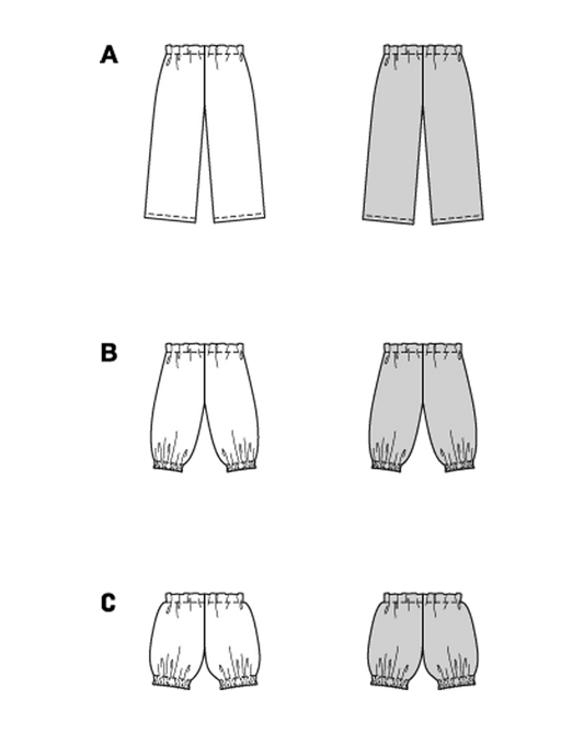 Symønster Burda 9202 - Bukser Shorts - Pige Dreng Baby | Billede 1