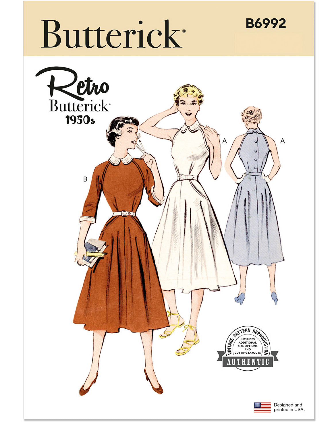 PDF-symønster - Butterick B6992 - Kjole Vintage - Dame | Billede 2