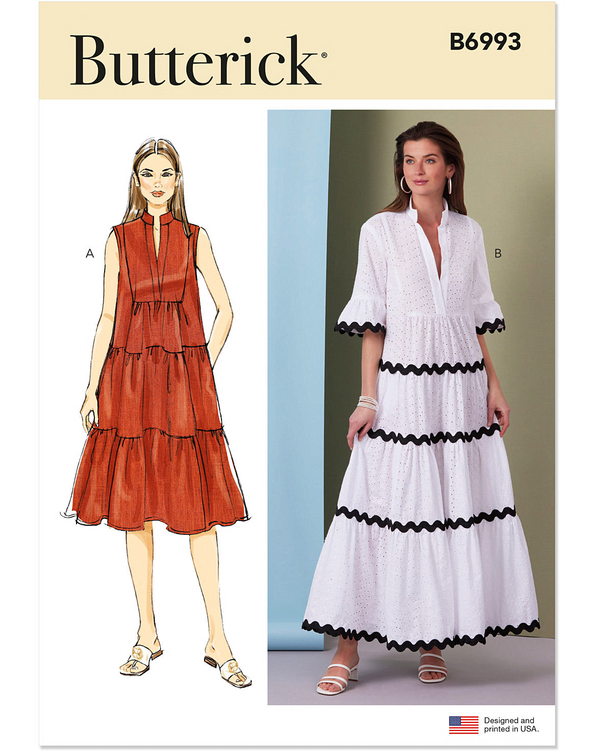 PDF-symønster - Butterick B6993 - Kjole - Dame | Billede 4