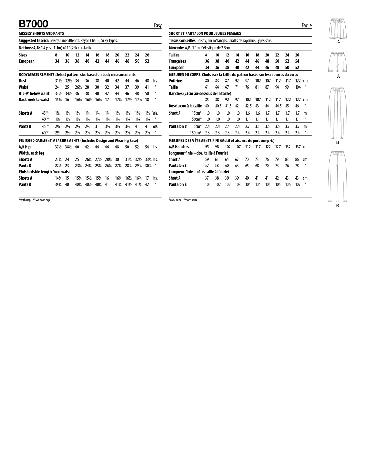 PDF-symønster - Butterick B7000 - Bukser Shorts - Dame | Billede 3