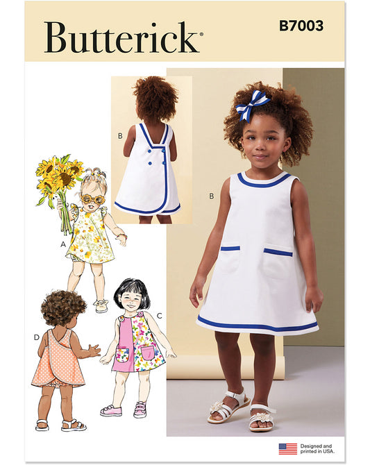 PDF-symønster - Butterick B7003 - Kjole Shorts - Pige Baby | Billede 4