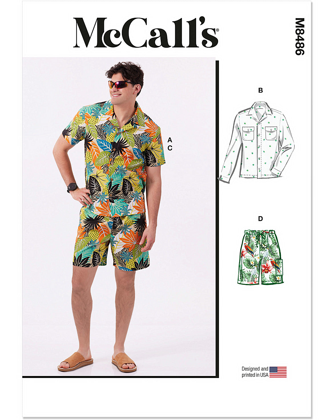 PDF-symønster - McCall´s 8486 - Skjorte Shorts - Herre | Billede 4