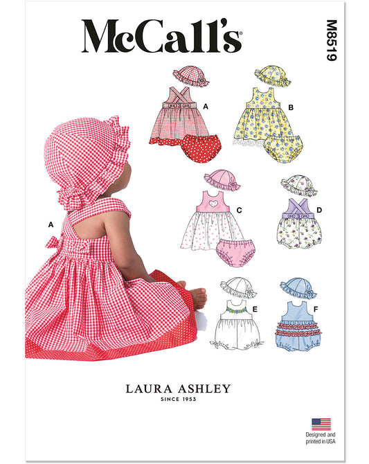 PDF-symønster - McCall´s 8519 - Kjole - Baby - Hat | Billede 2