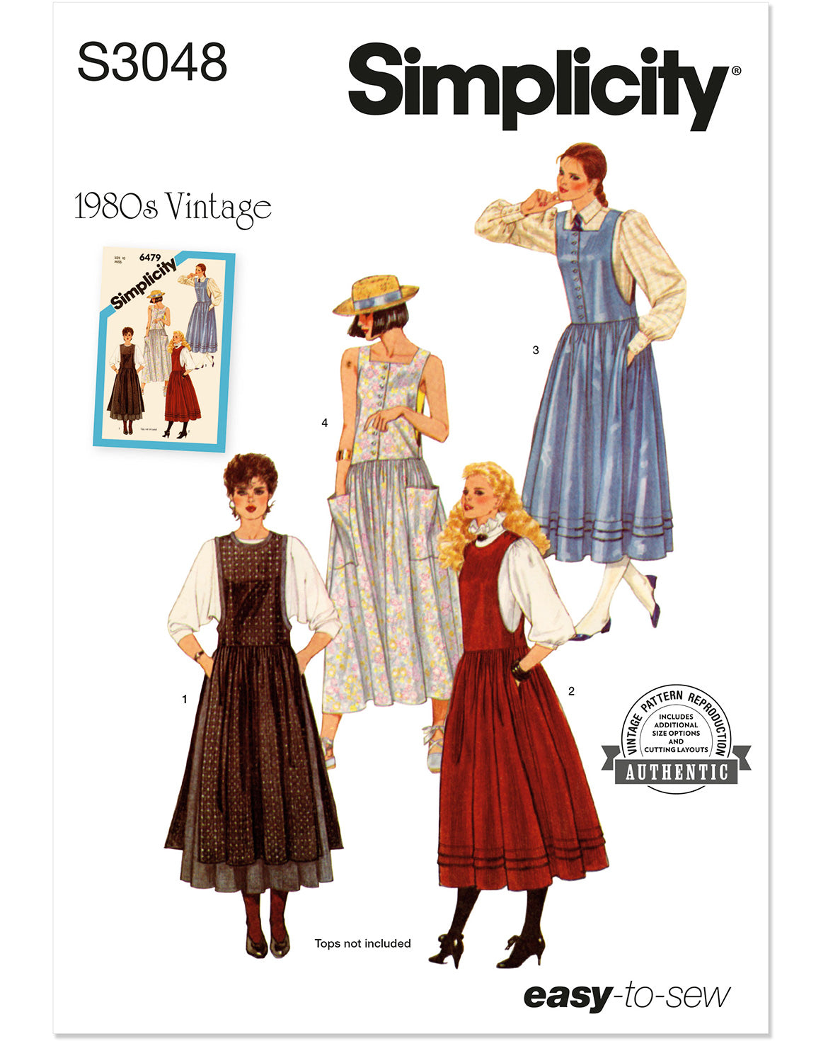 PDF-symønster - Simplicity 3048 - Vintage Kjole - Dame | Billede 2