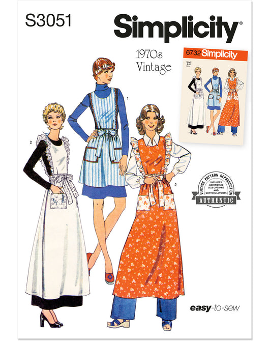 PDF-symønster - Simplicity 3051 - Vintage Forklæde - Dame - Rekvisiter | Billede 2