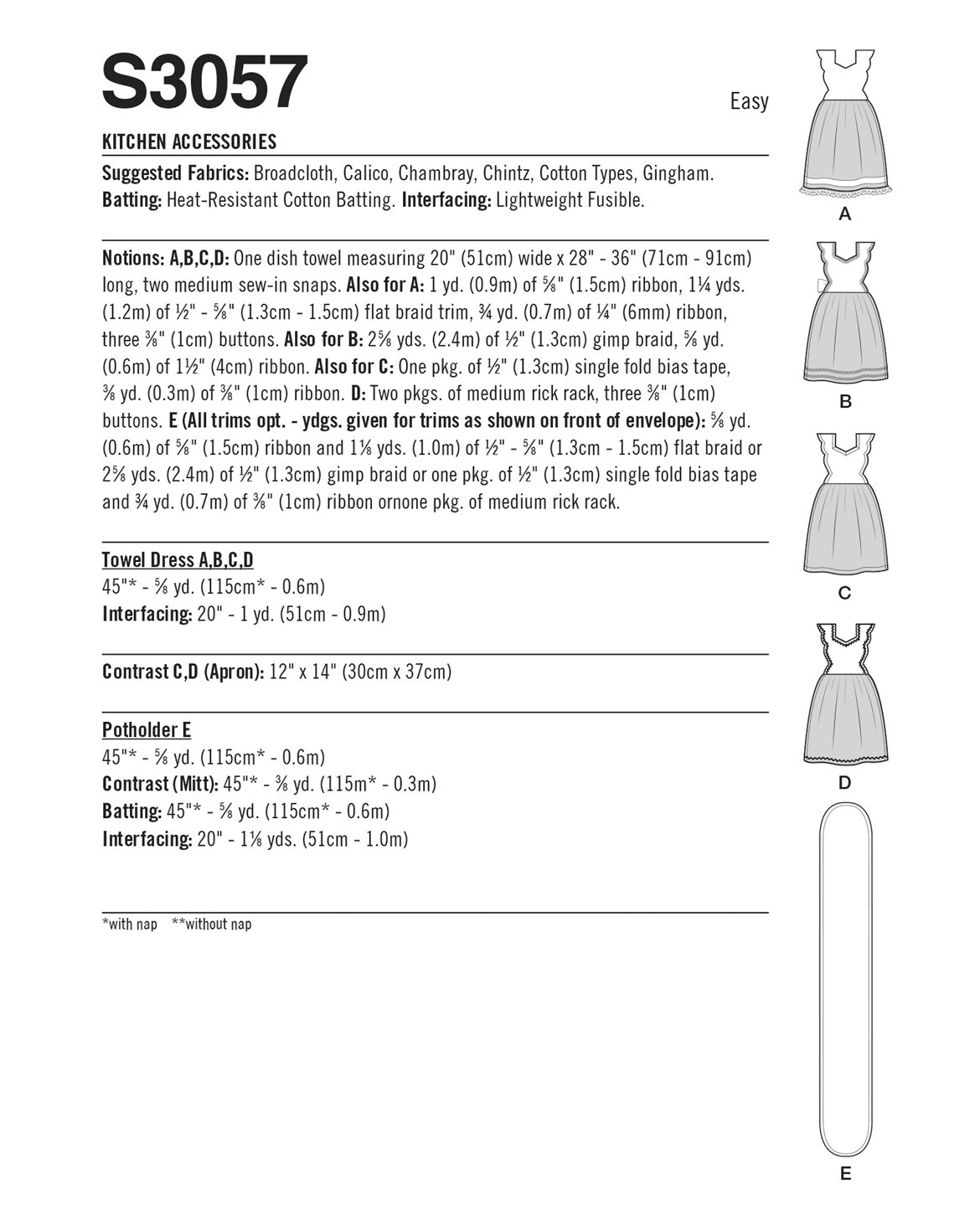 PDF-symønster - Simplicity 3057 - Forklæde - Dame - Indretning | Billede 3