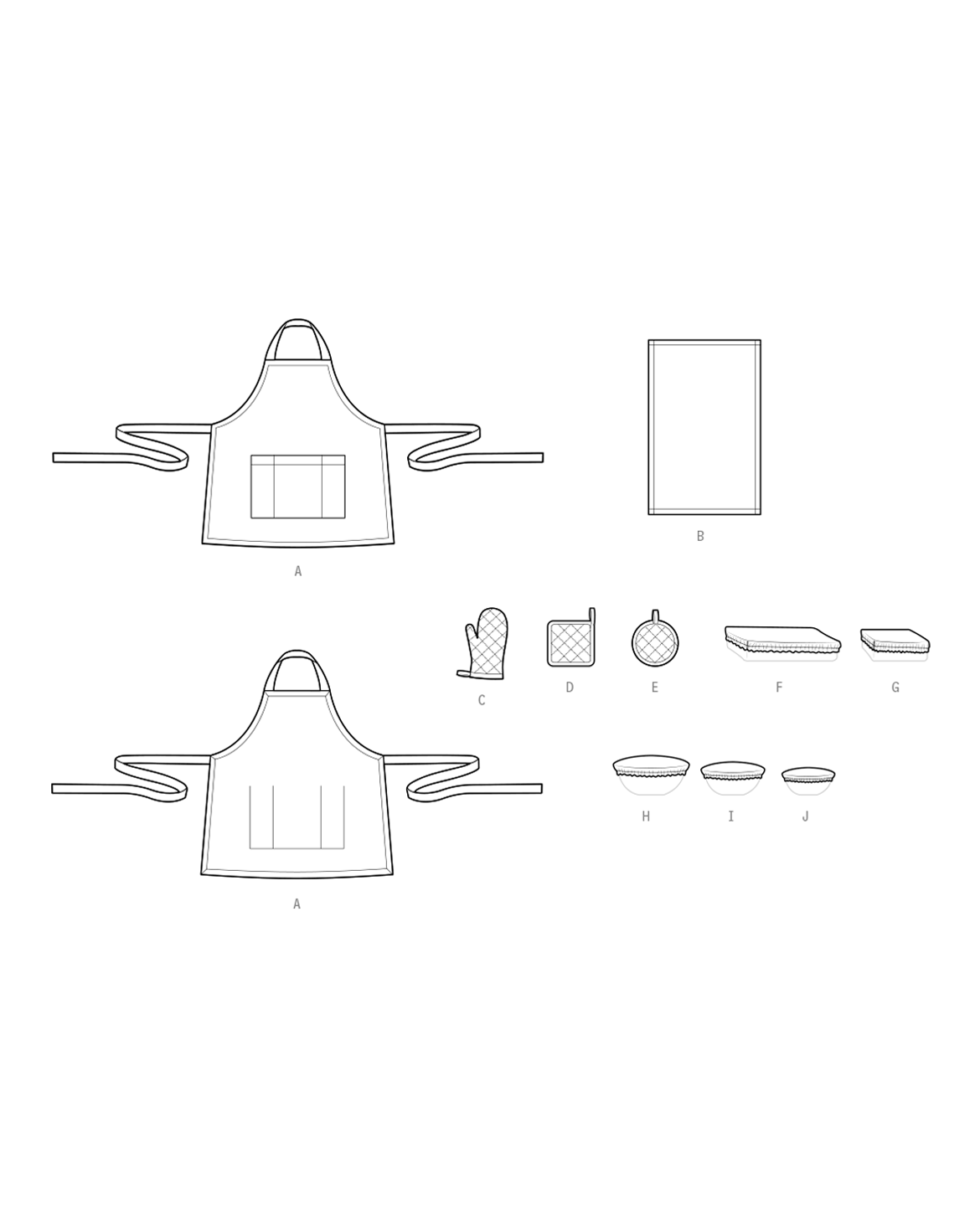 Symønster PDF-symønster - Simplicity 3058 - Forklæde - Indretning | Billede 1