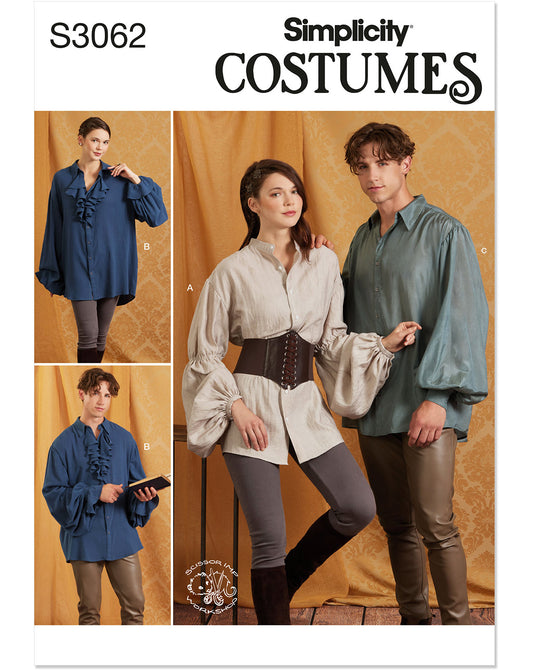 PDF-symønster - Simplicity 3062 - Kostume Skjorte Cosplay - Dame Herre | Billede 5