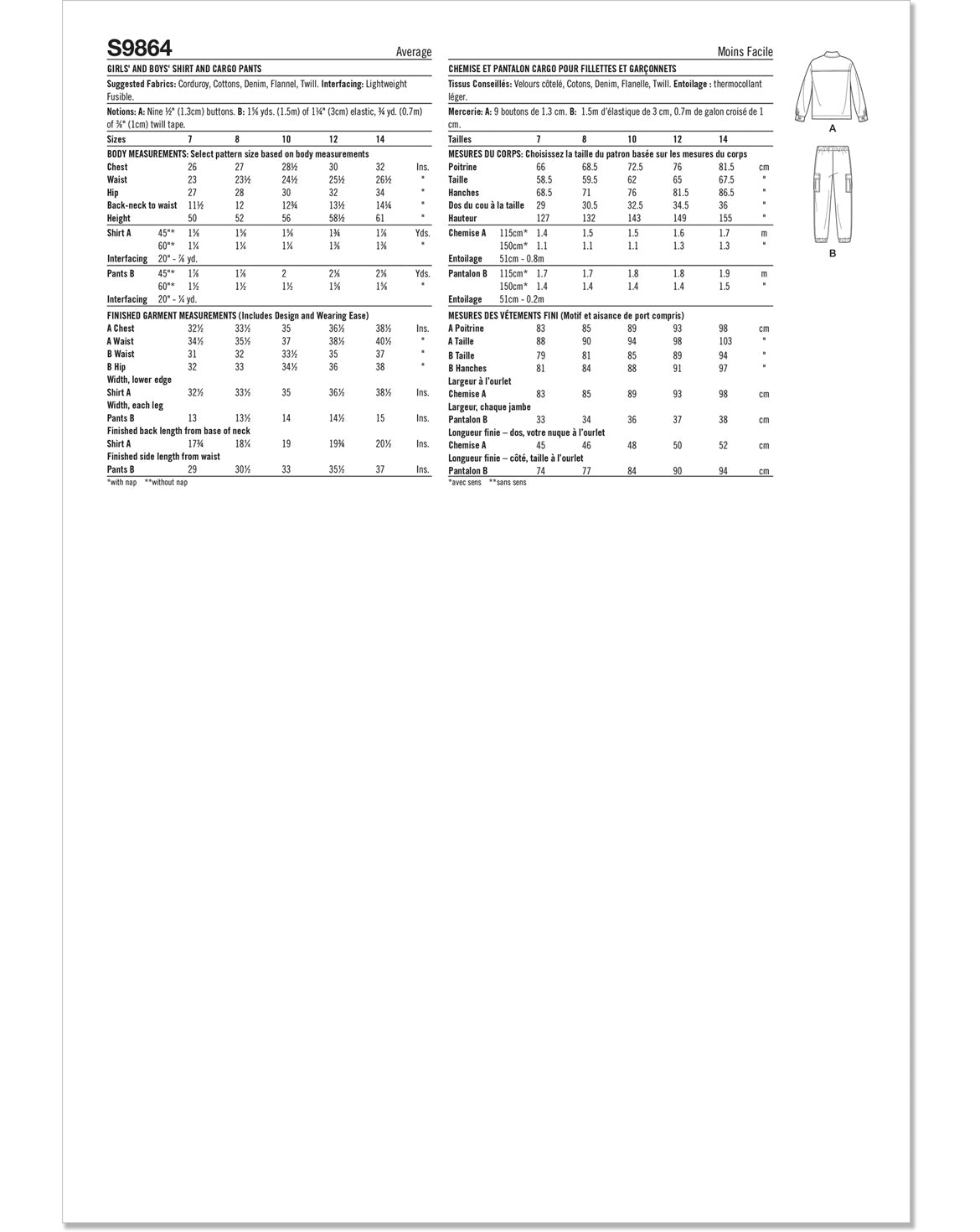 Symønster Simplicity 9864 - Bukser Skjorte - Pige Dreng | Billede 9