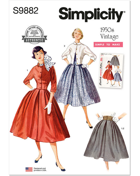 PDF-symønster - Simplicity 9882 - Jakke Nederdel Vintage - Dame | Billede 2