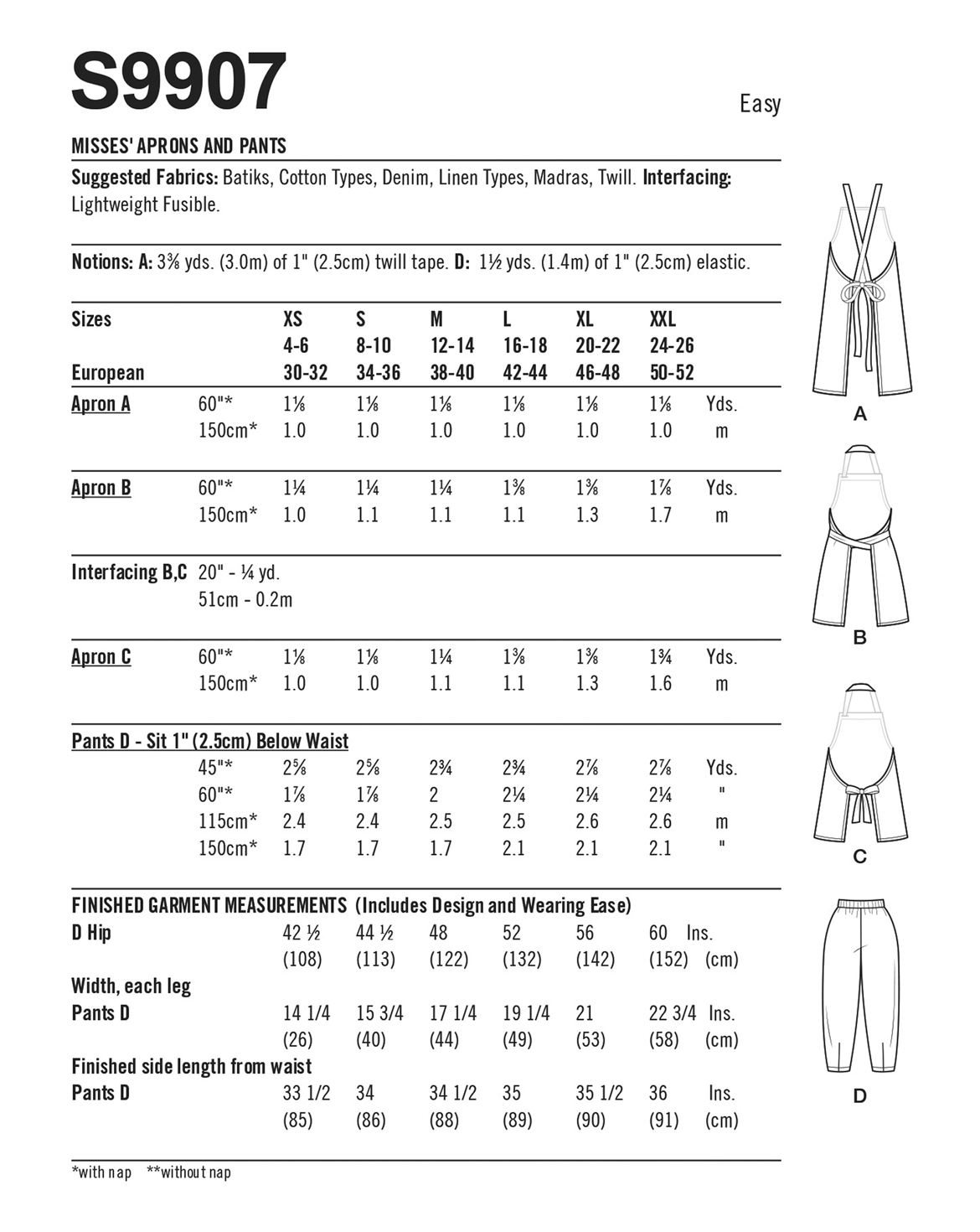 Symønster Simplicity 9907 - Forklæde - Dame | Billede 6