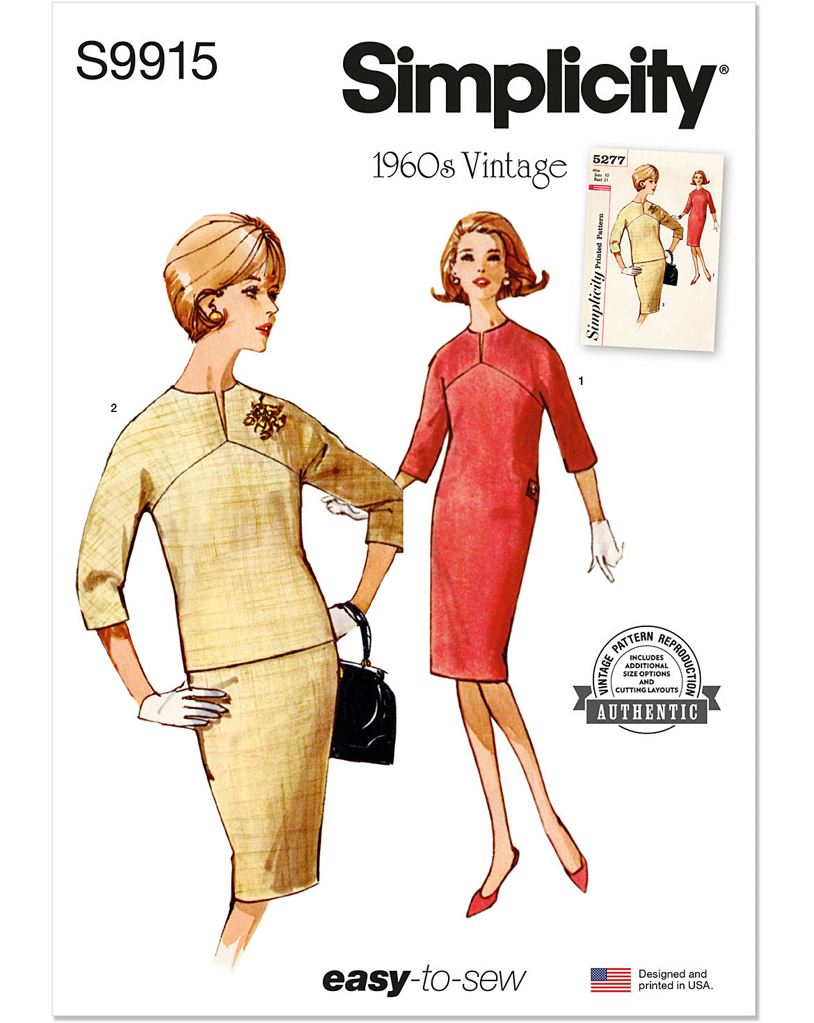 PDF-symønster - Simplicity 9915 - Kjole Nederdel Vintage Jakke - Dame | Billede 2