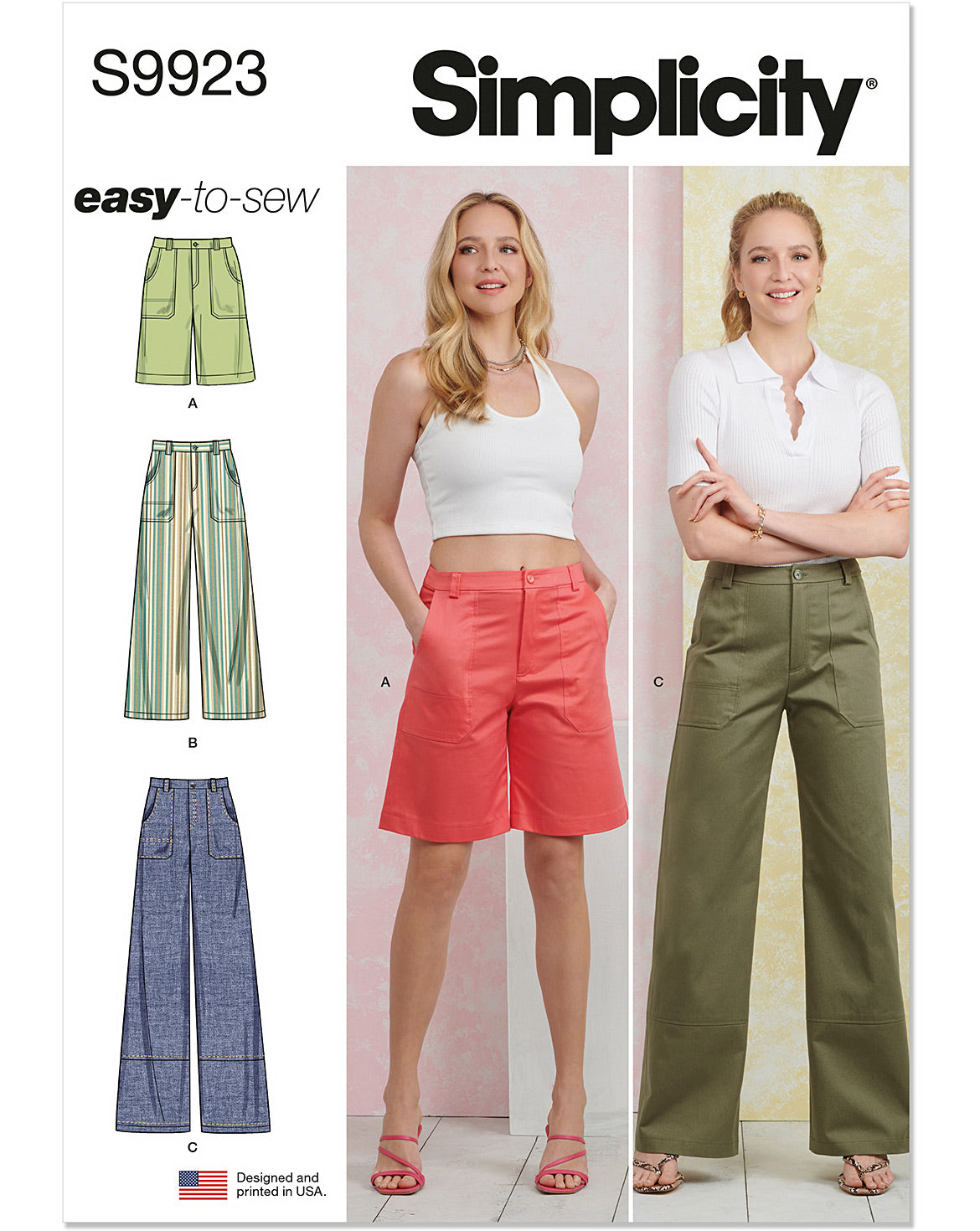 PDF-symønster - Simplicity 9923 - Bukser Shorts - Dame | Billede 4