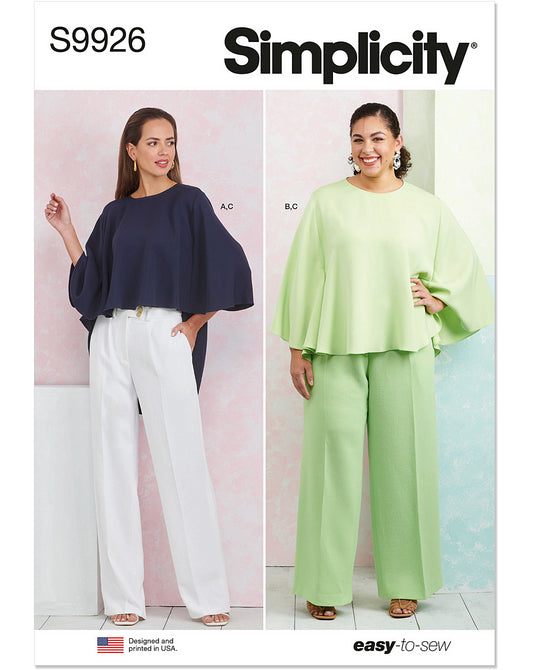 PDF-symønster - Simplicity 9926 - Top Bukser Skjorte - Dame | Billede 4