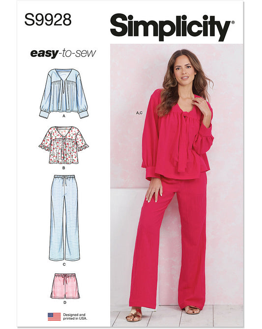 PDF-symønster - Simplicity 9928 - Top Bukser Shorts Bluse - Dame | Billede 4