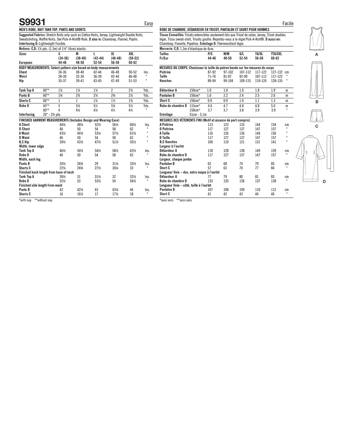 PDF-symønster - Simplicity 9931 - Pyjamas - Herre | Billede 3