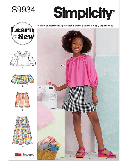 PDF-symønster - Simplicity 9934 - Top Nederdel - Pige | Billede 3