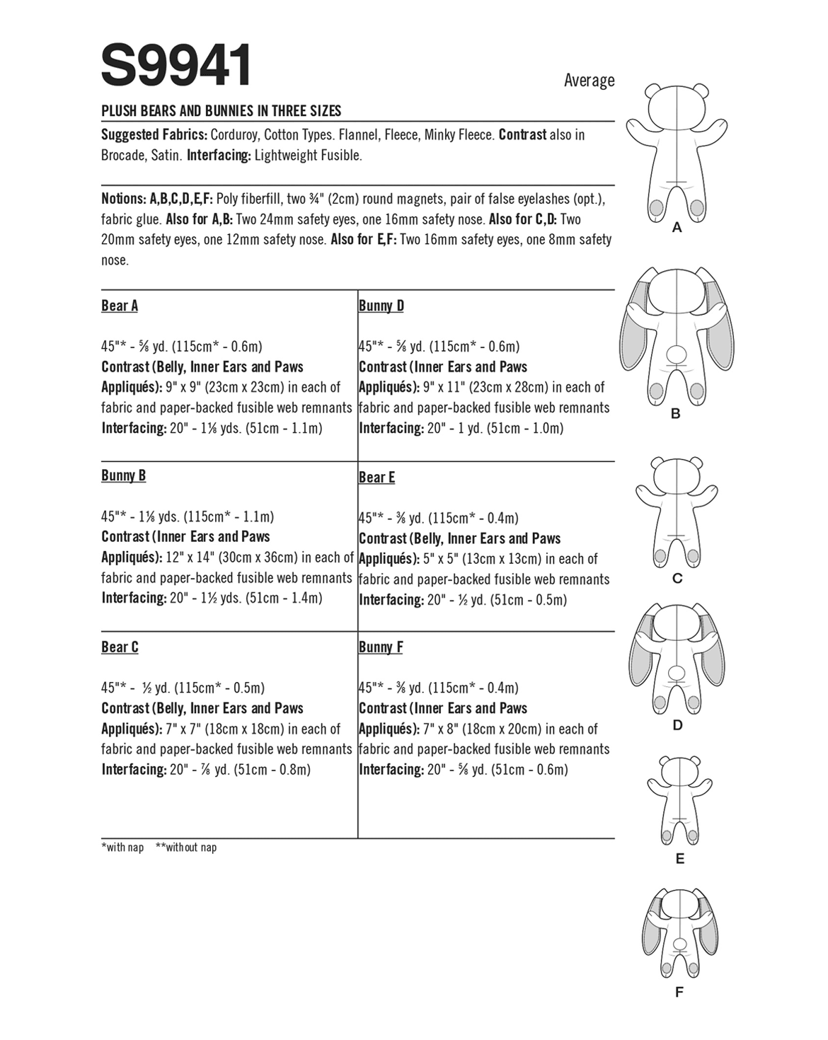 PDF-symønster - Simplicity 9941 - Tøjdyr | Billede 3