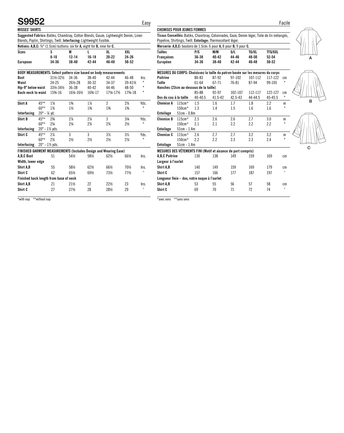 Symønster Simplicity 9952 - Skjorte - Dame | Billede 3