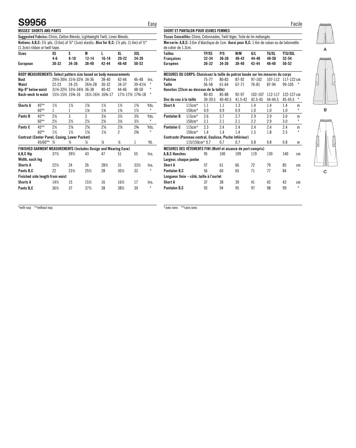 PDF-symønster - Simplicity 9956 - Bukser Shorts - Dame | Billede 3