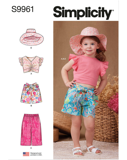 PDF-symønster - Simplicity 9961 - Top Bukser Shorts - Pige - Hat | Billede 4