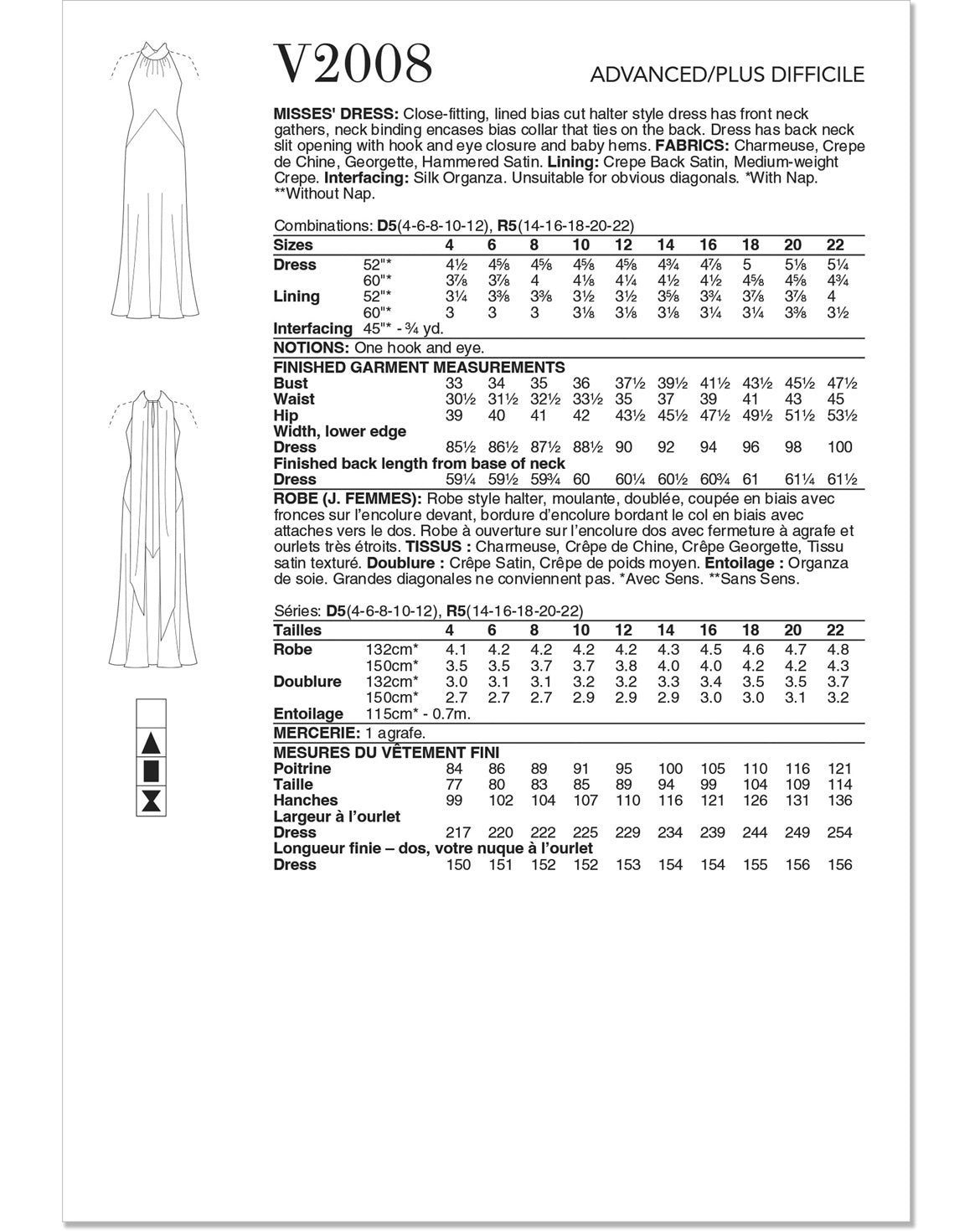 Symønster Vogue Patterns 2008 - Kjole - Dame - Fest | Billede 3