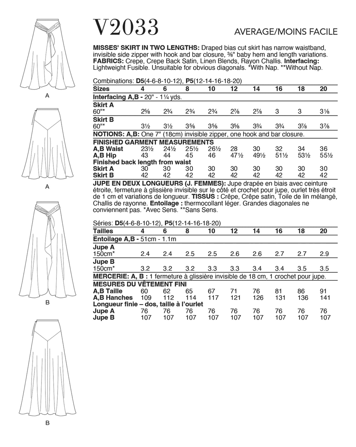 Symønster Vogue Patterns 2033 - Nederdel - Dame | Billede 4