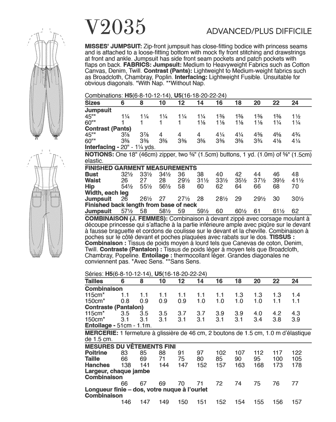 Symønster Vogue Patterns 2035 - Buksedragt - Dame | Billede 3