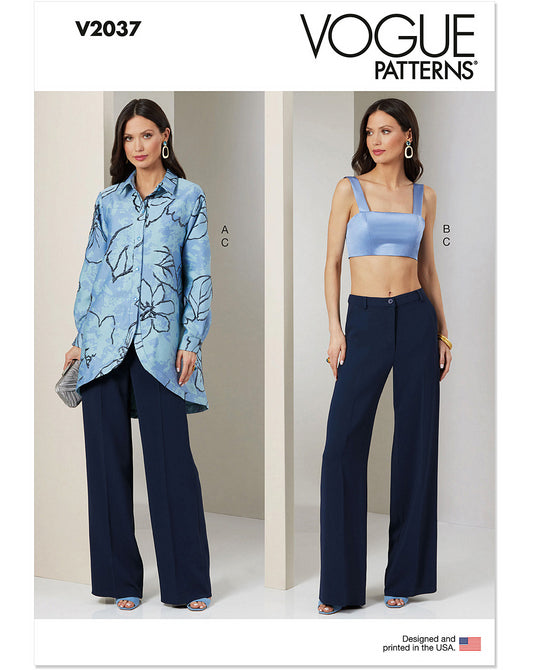 Symønster Vogue Patterns 2037 - Bluse Top Tunika Bukser Skjorte - Dame | Billede 5