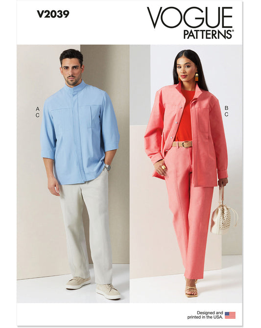 Symønster Vogue Patterns 2039 - Bukser Skjorte - Dame Herre | Billede 6