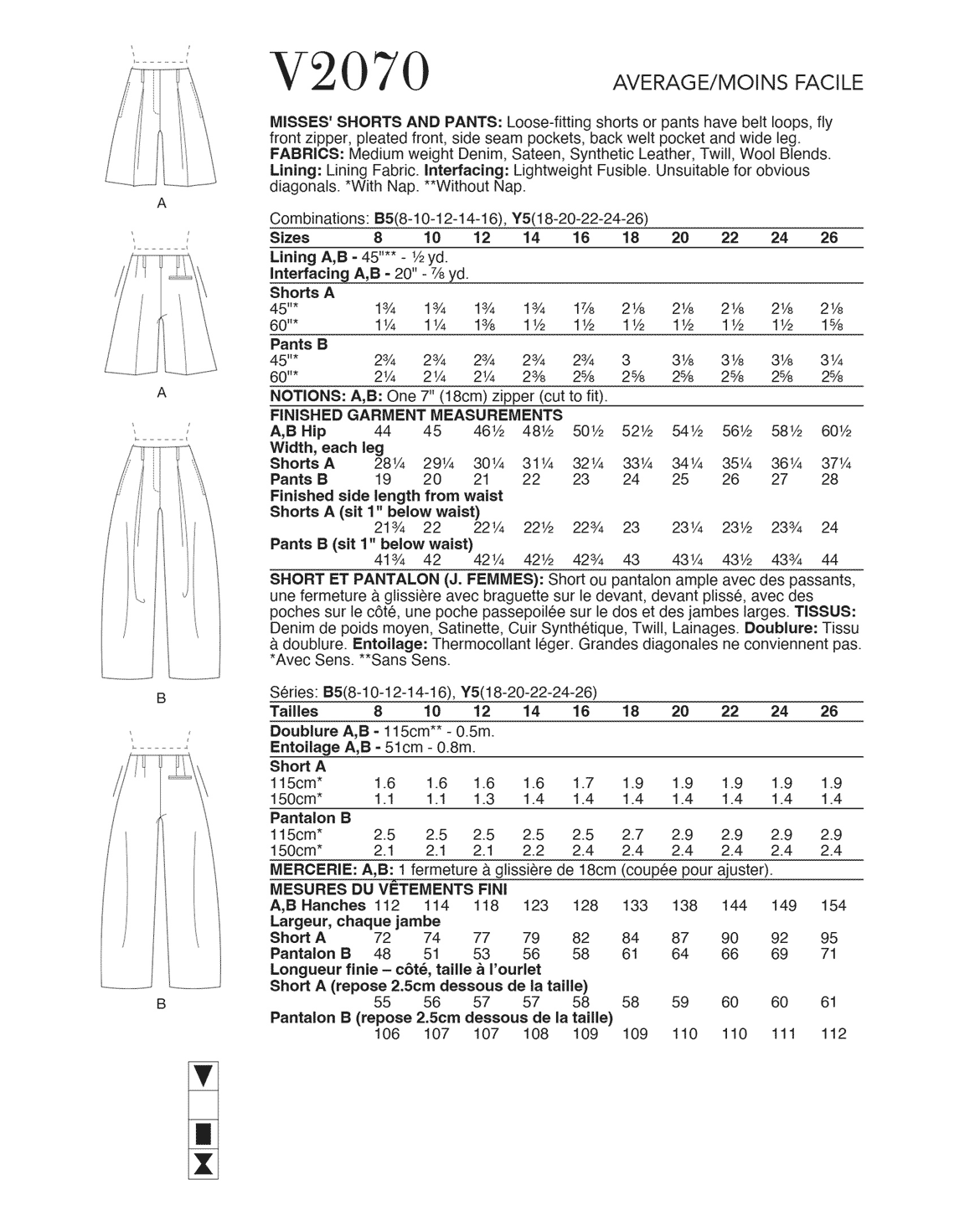 Symønster Vogue Patterns 2070 - Bukser Shorts - Dame | Billede 3