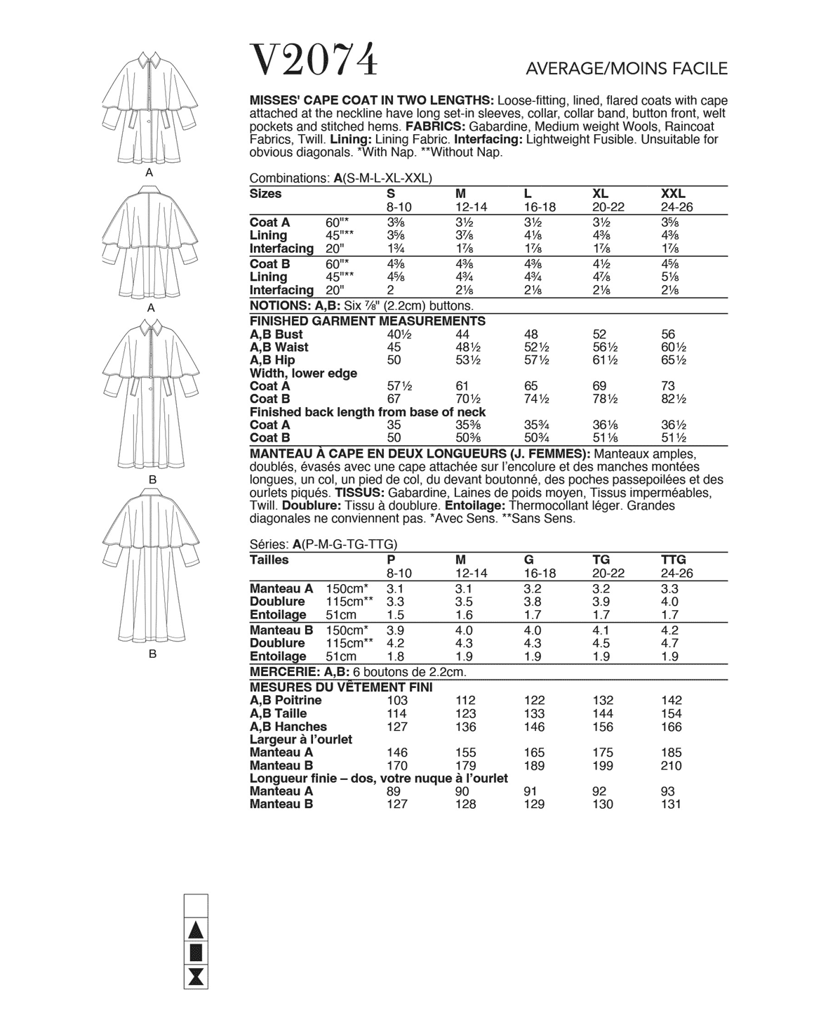 Symønster Vogue Patterns 2074 - Frakke - Dame | Billede 3