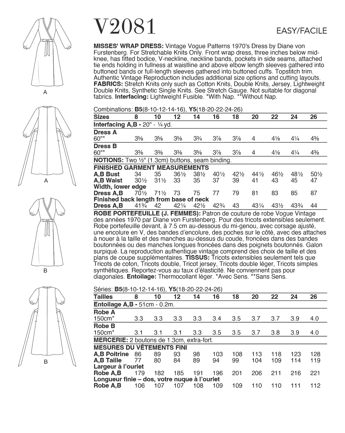 Symønster Vogue Patterns 2081 - Kjole Vintage - Dame | Billede 5