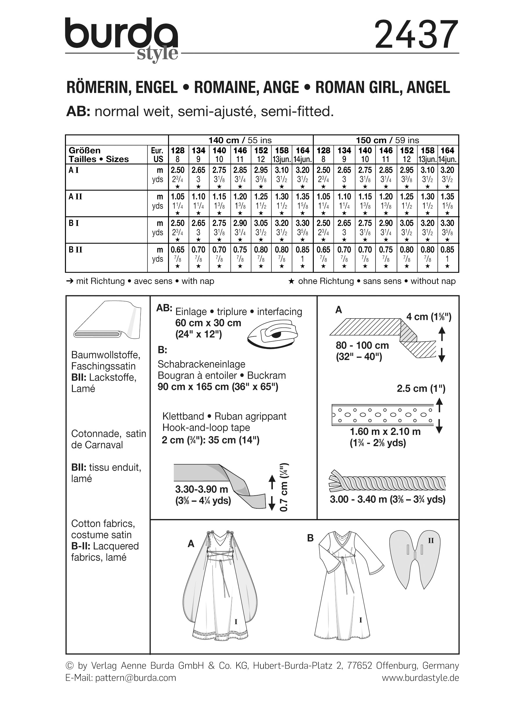 Symønster Burda 2437 - Kostume - Pige | Billede 3