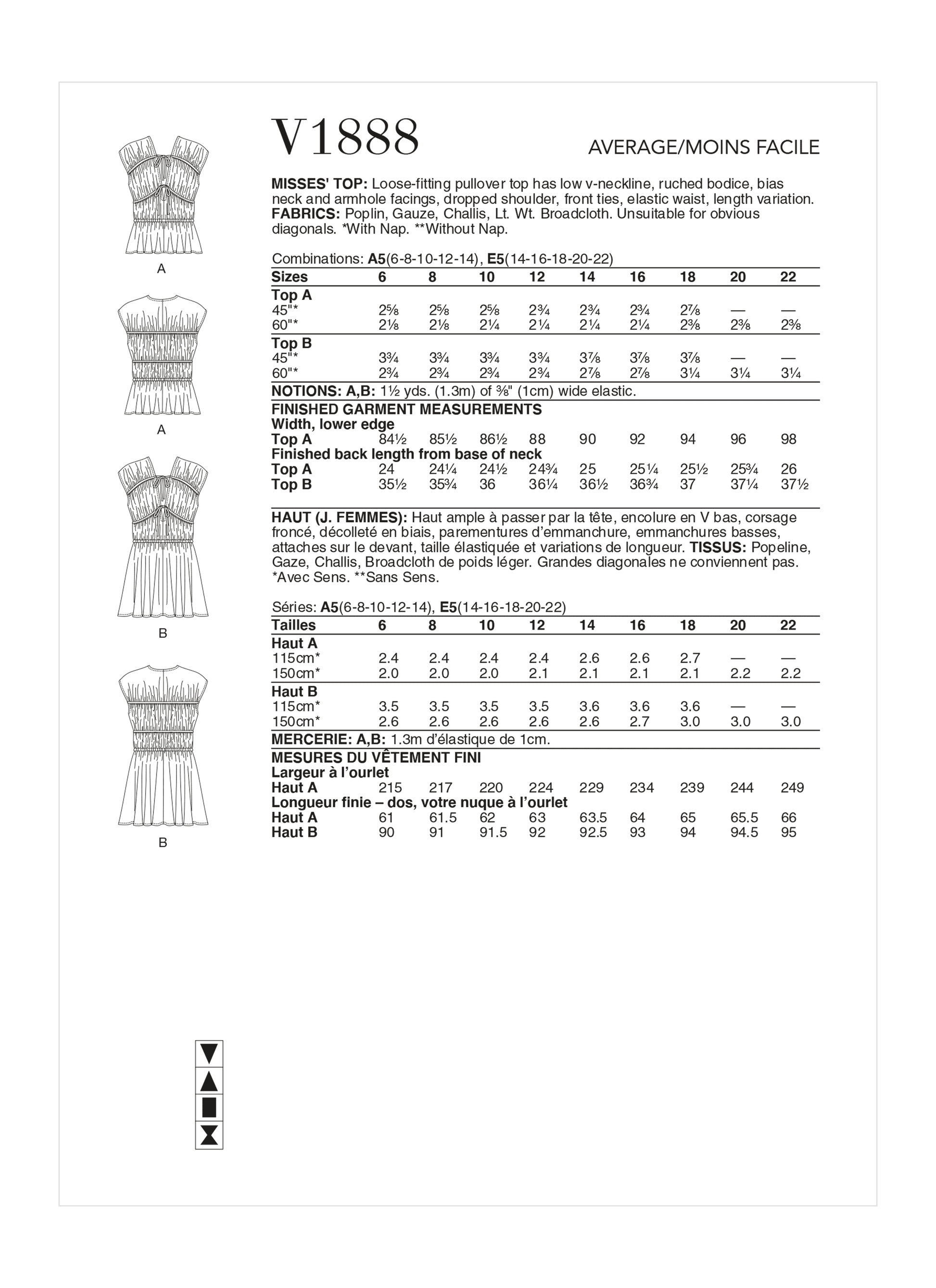 Symønster Vogue Patterns 1888 - Top Kjole - Dame | Billede 9