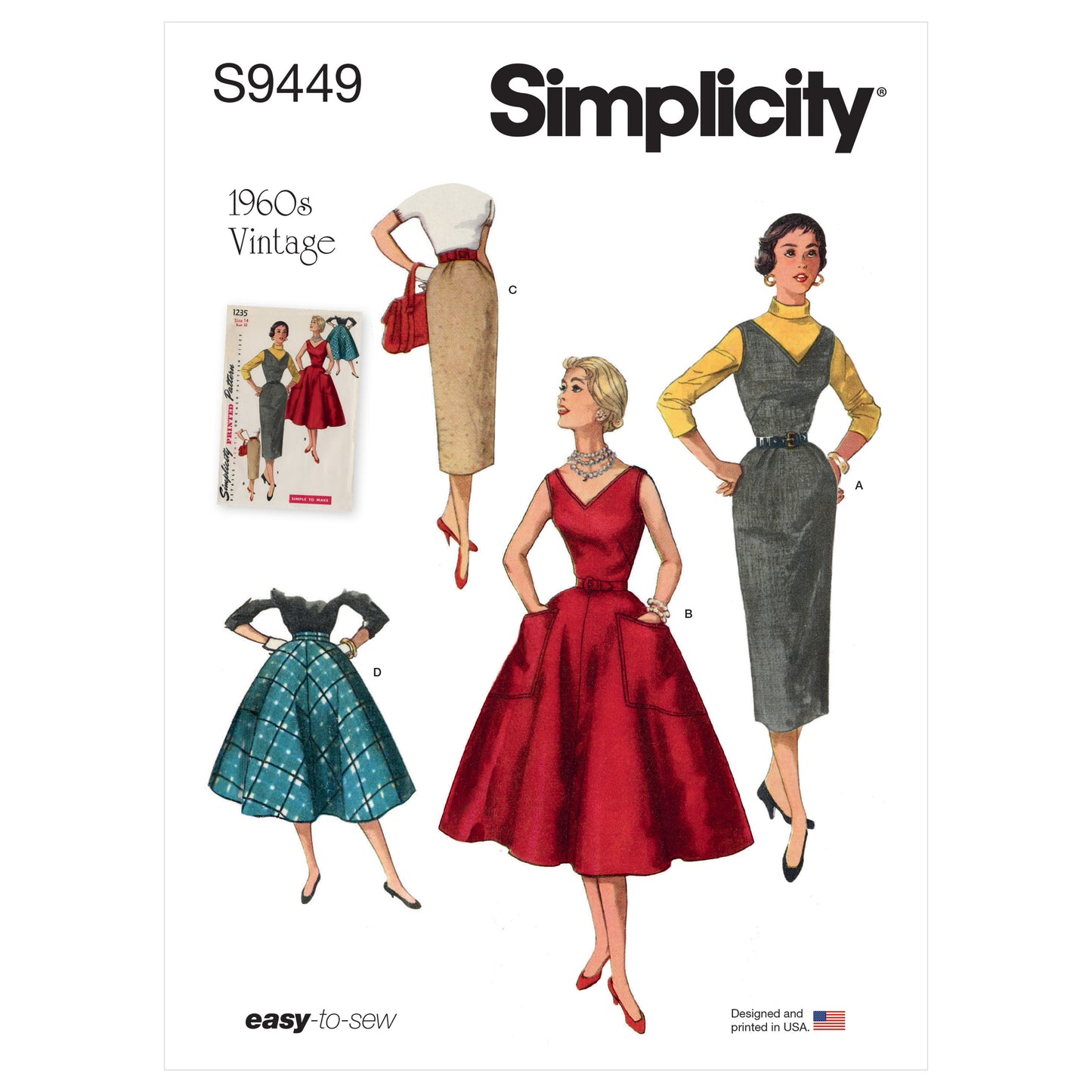 Symønster Simplicity 9449 - Kjole Nederdel Vintage - Dame | Billede 5