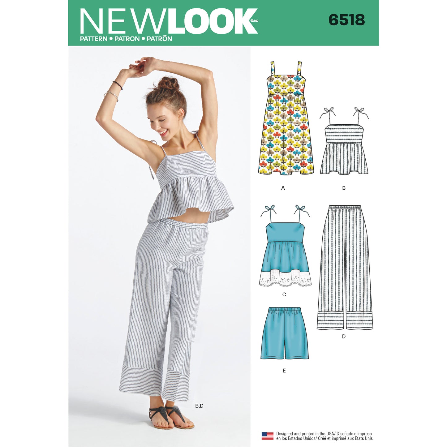 Symønster New Look 6518 - Kjole Top Bukser Shorts - Dame | Billede 7