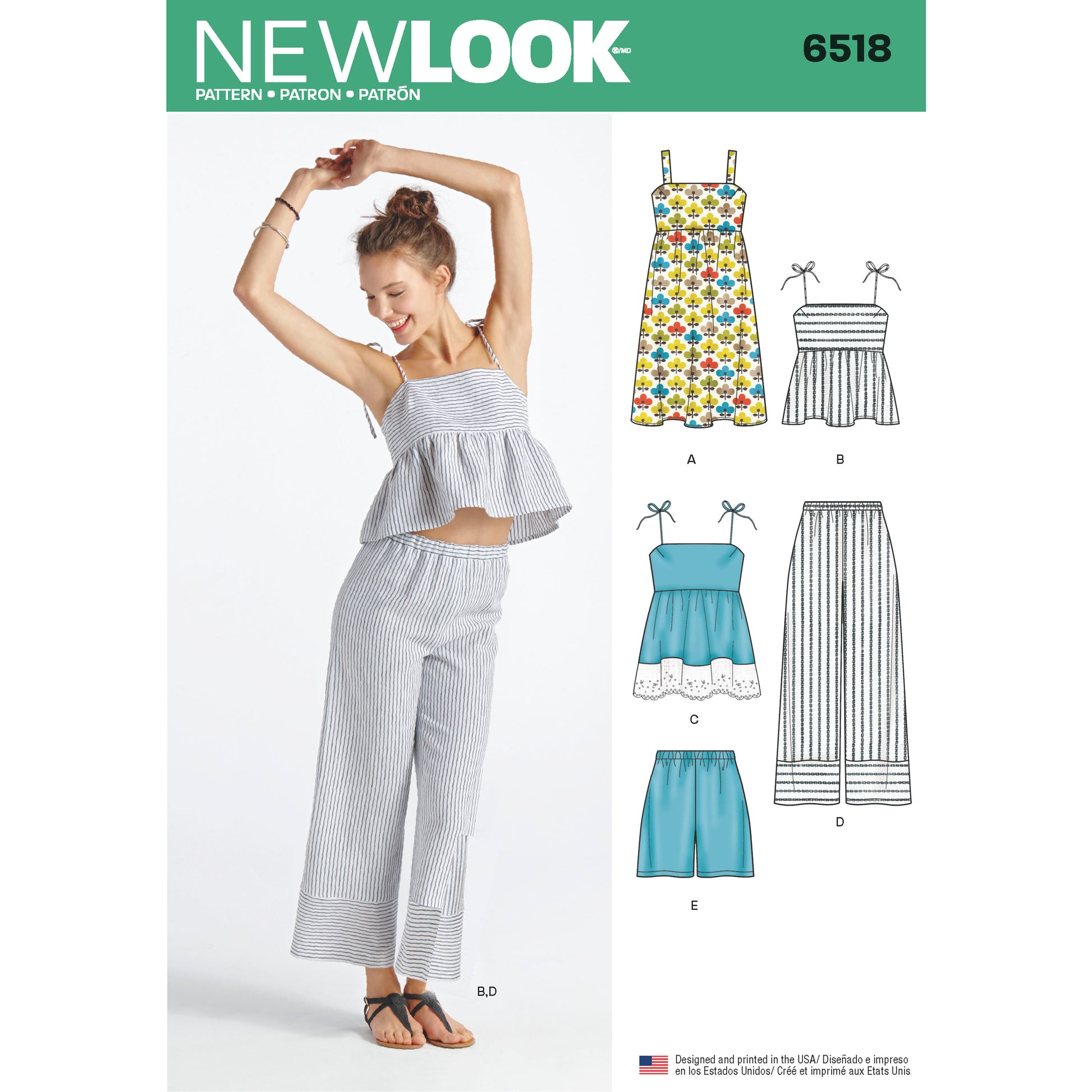 Symønster New Look 6518 - Kjole Top Bukser Shorts - Dame | Billede 7