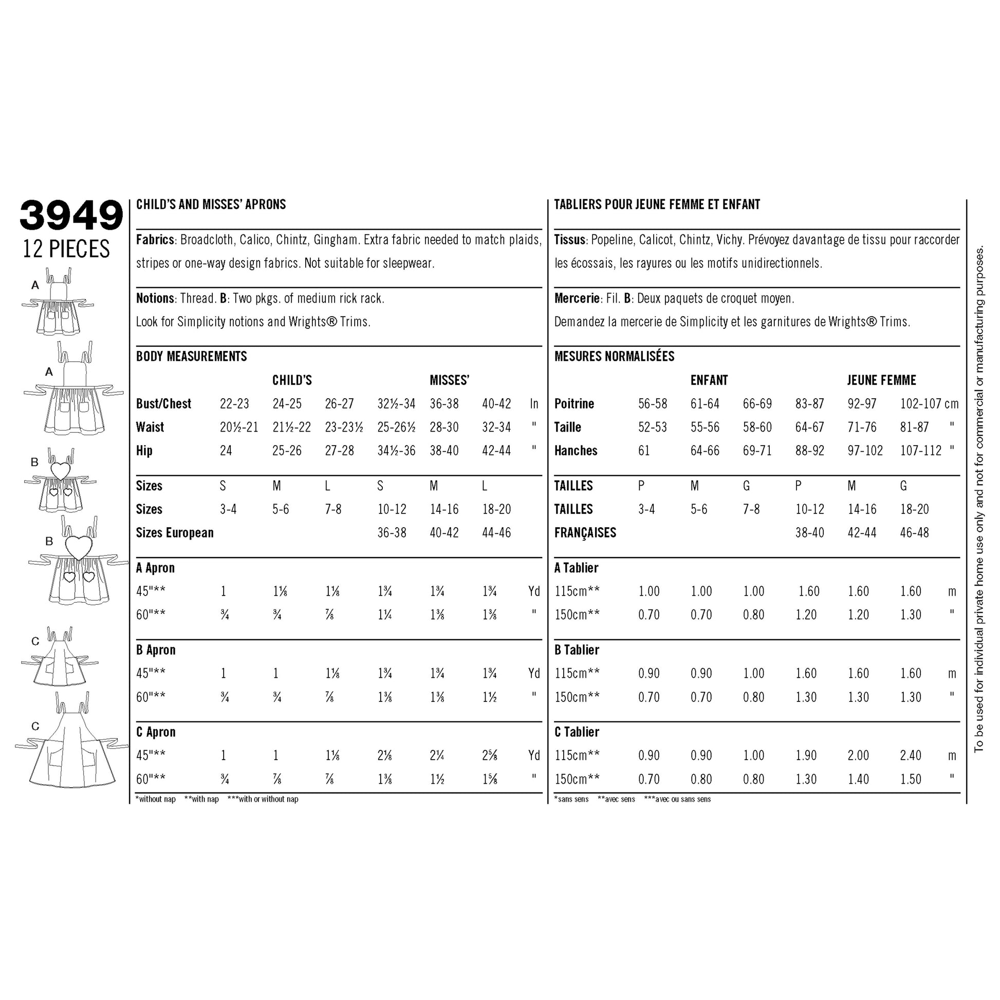 Symønster Simplicity 3949 - Forklæde - Dame | Billede 4