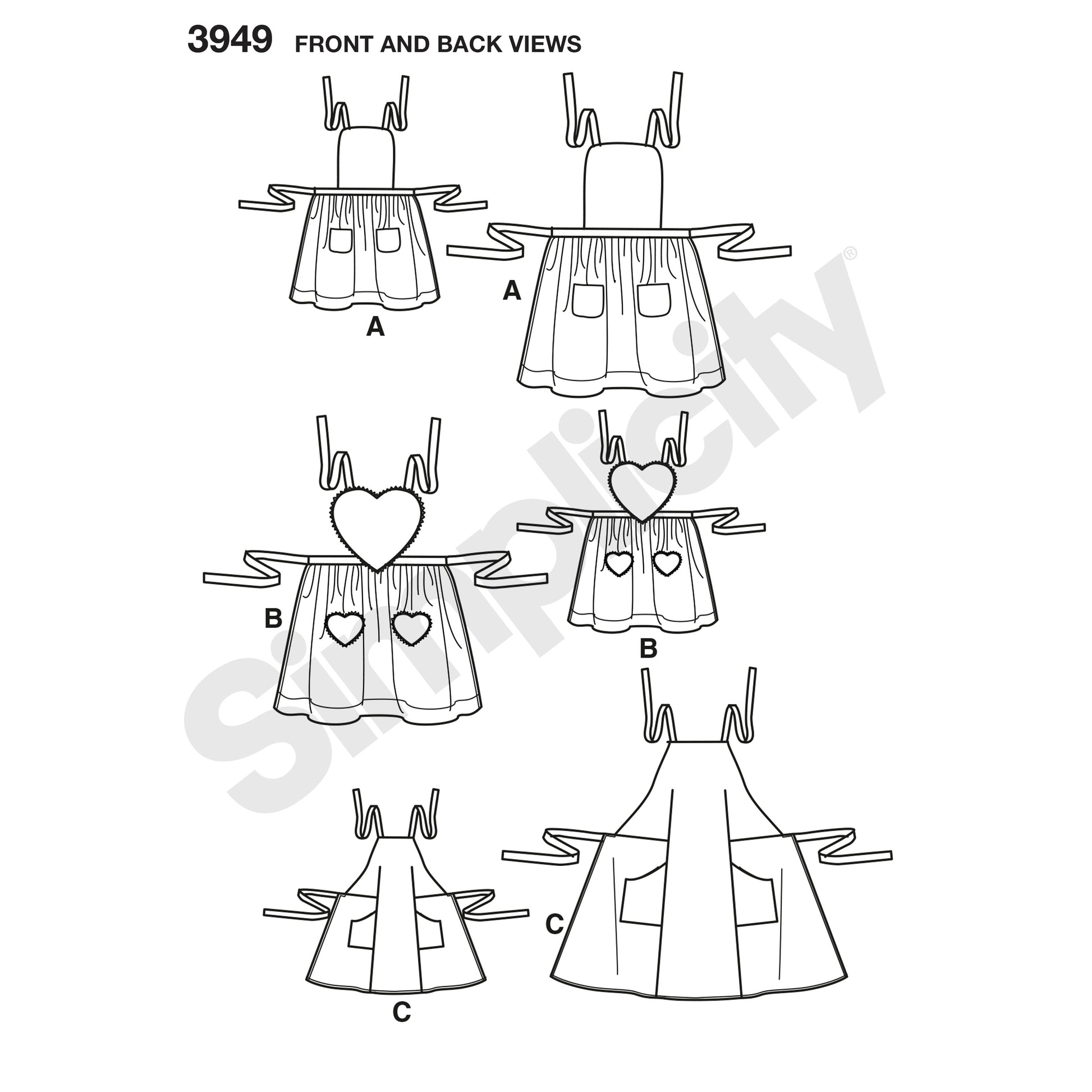 Symønster Simplicity 3949 - Forklæde - Dame | Billede 6